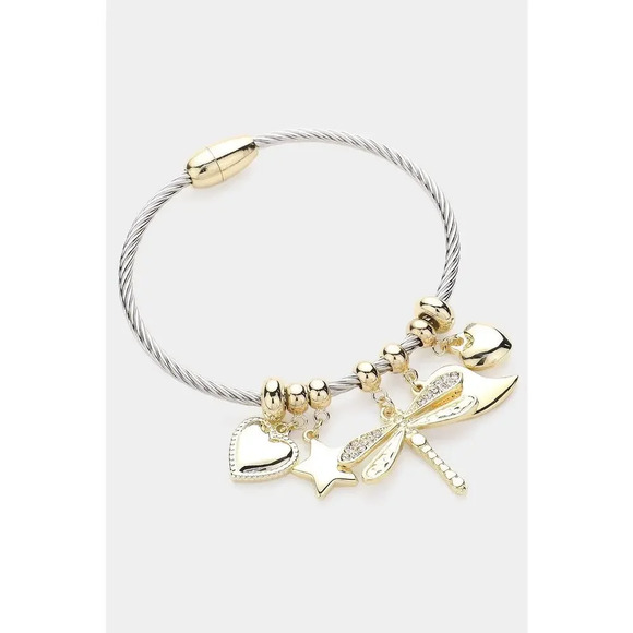 Unbranded Jewelry - Heart Dragonfly Charm Magnetic Cable Bracelet